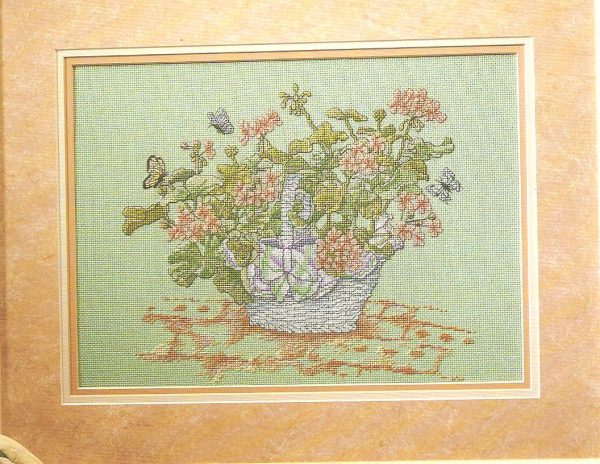 Geranium Basket & Butterflies Cross Stitch Chart