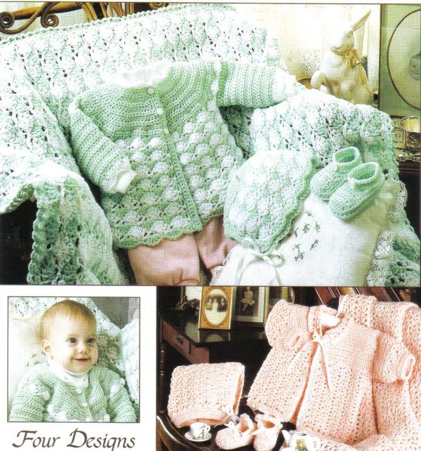 Layettes For Baby Crochet Pattern - 4 Designs