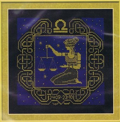 Zodiac Sign Libra Cross Stitch Kit - Riolis - (R1207) - 25cm x 2