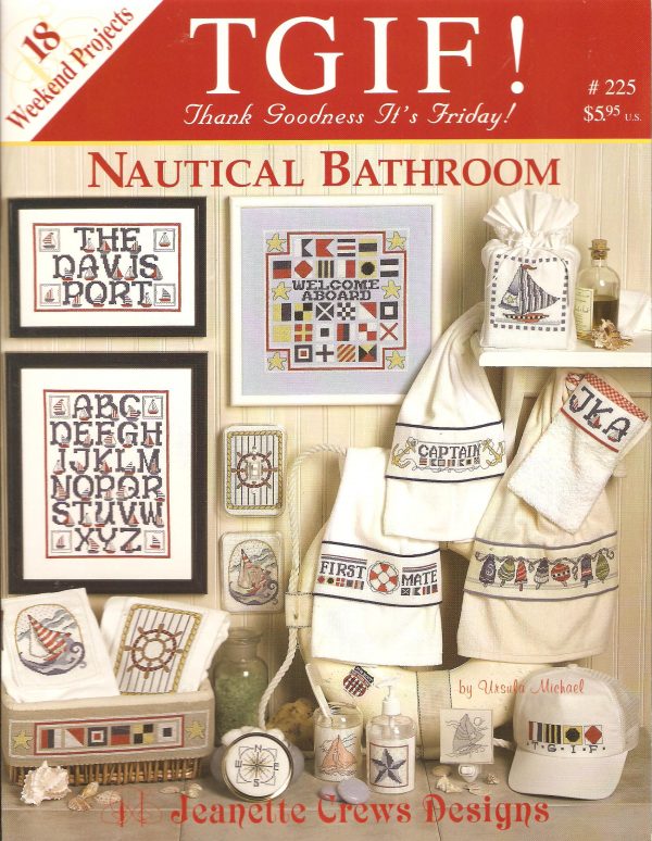 Nautical Bathroom Cross Stitch Chart - 18 Projects