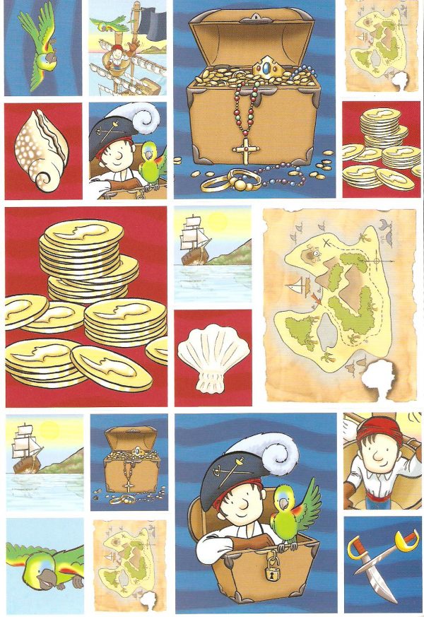 Whimsical Pirate Themed Sticker Sheet - 18 Stickers