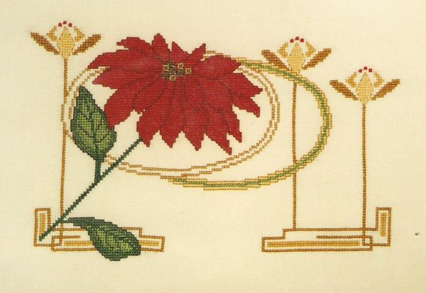 Poinsettia Cross Stitch Chart-Art Nouveau/Deco