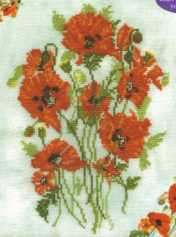 Poppies Cross Stitch Kit - DMC Floral Range