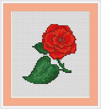 Red Rose Cross Stitch Kit - Luca S - Beginner 8 x 9cm