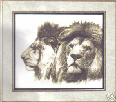 Royalty Cross Stitch Kit - 2 Male Lions - Cross My Heart Inc 22c