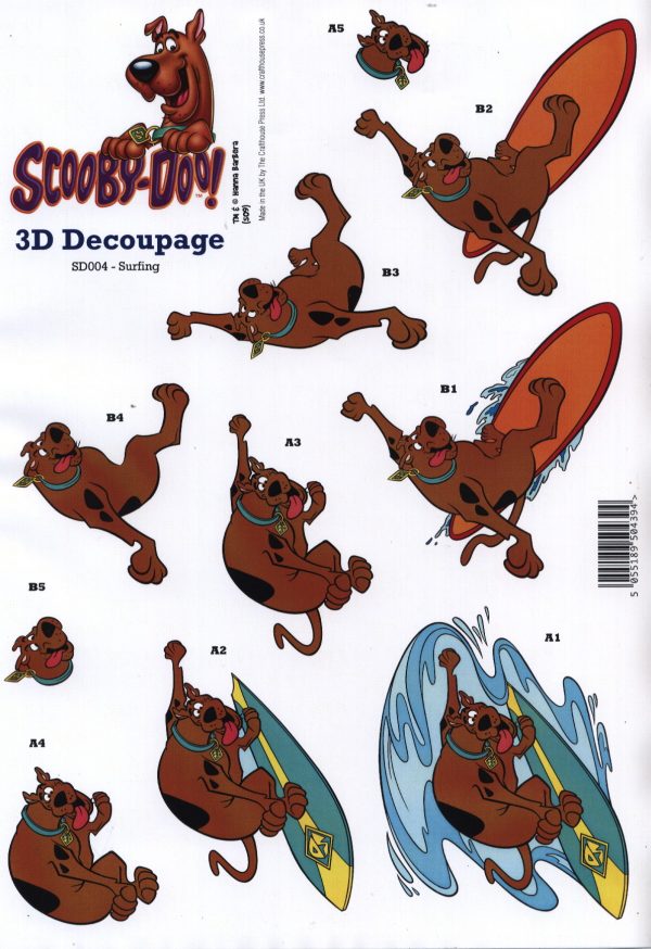 Scooby-Doo Surfing Decoupage Sheet SD004 - Image 2