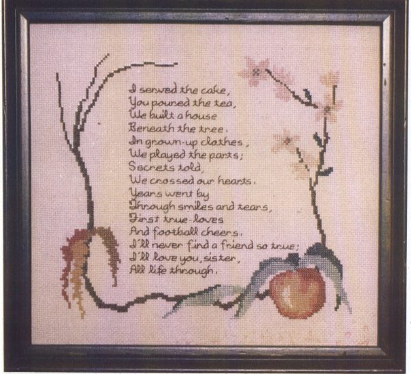 Sister's Poem Cross Stitch Chart