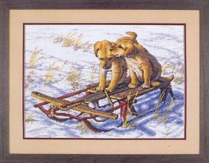 Sled Dogs Cross Stitch Kit - 14" x 10" - Dimensions