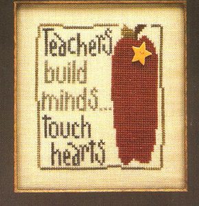 Teachers Build Minds Cross Stitch Chart - Heart In Hand