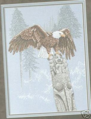 Totem Cross Stitch Chart/Pattern (Eagle On Top Of A Totem Pole I