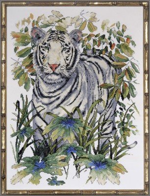 White Tiger (In The Jungle) Cross Stitch Kit - 15" x 20"