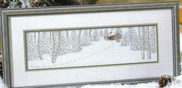 Winter Retreat (Log Cabin In The Woods) Cross Stitch Chart