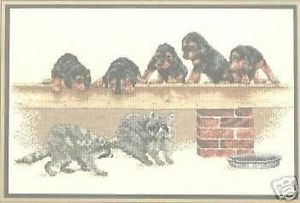 Sneaker Cross Stitch Chart - Puppies & Racoons