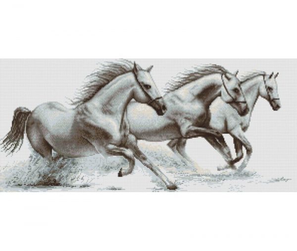 White Horses Cross Stitch Kit Luca-s (47cm x 21.5cm)