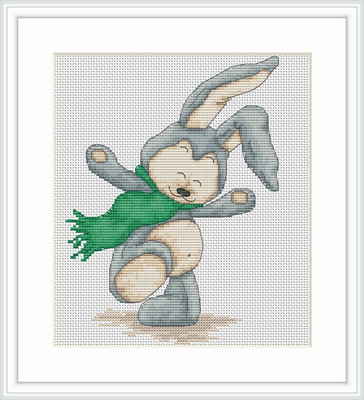 Windy Day Rabbit Cross Stitch Kit 13cm x 17.5cm - Luca S