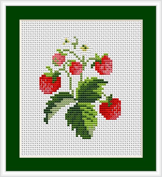Strawberries Cross Stitch Kit - Luca S - Beginner 7cm x 9cm