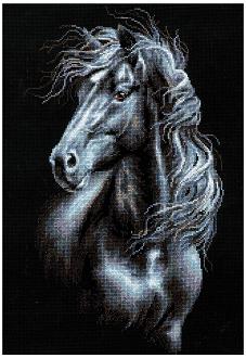 Breeze Through The Mane Black Horse Cross Stitch Kit