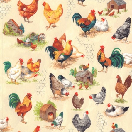 Fat Quarter Chicken Talk Scenic Cotton Quilting Fabric