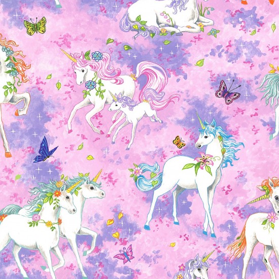 Fat Quarter Pretty Please Fantasy Unicorn Family Cotton Quilting