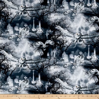 Fat Quarter Wicked Owls In The Graveyard Cotton Fabric - Image 3