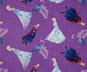 Fat Quarter Disney Frozen Sisters Forever Cotton Quilting Fabric