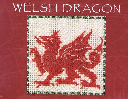Welsh Dragon Card Cross Stitch Kit By Textile Heritage Wales