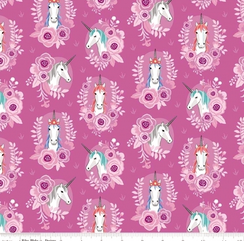 Fat Quarter My Unicorn SC8203 Cotton Quilting Fabric - Dark Pink - Image 2