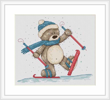 Bruno The Bear - Bruno Skiing Cross Stitch Kit - Luca S