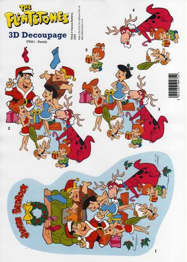 Flintstones Family Christmas Decoupage Sheet FT001