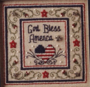 Patriotic Square (God Bless America) Cross Stitch Chart