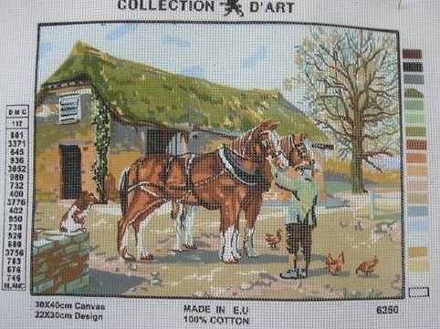 Working Pair (Farm Horses) Tapestry Canvas - Collection D'Art