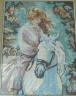 Girl On White Horse Tapestry Canvas