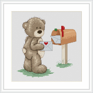 Bruno The Bear - Bruno Collects The Mail Cross Stitch Kit