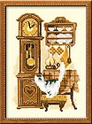 Grandfather Clock and Cat Cross Stitch Kit By Riolis