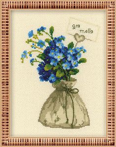 For You Floral Flowers Cross Stitch Kit - Riolis - 1196 - 13 x 1