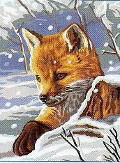 Fox in Snow Tapestry Needlepoint Canvas Royal Paris 131 111