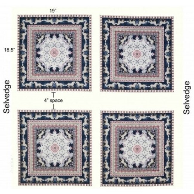 Running Around Cushion Panels Cotton Fabric - 4 Panels - Michael Miller - Horses