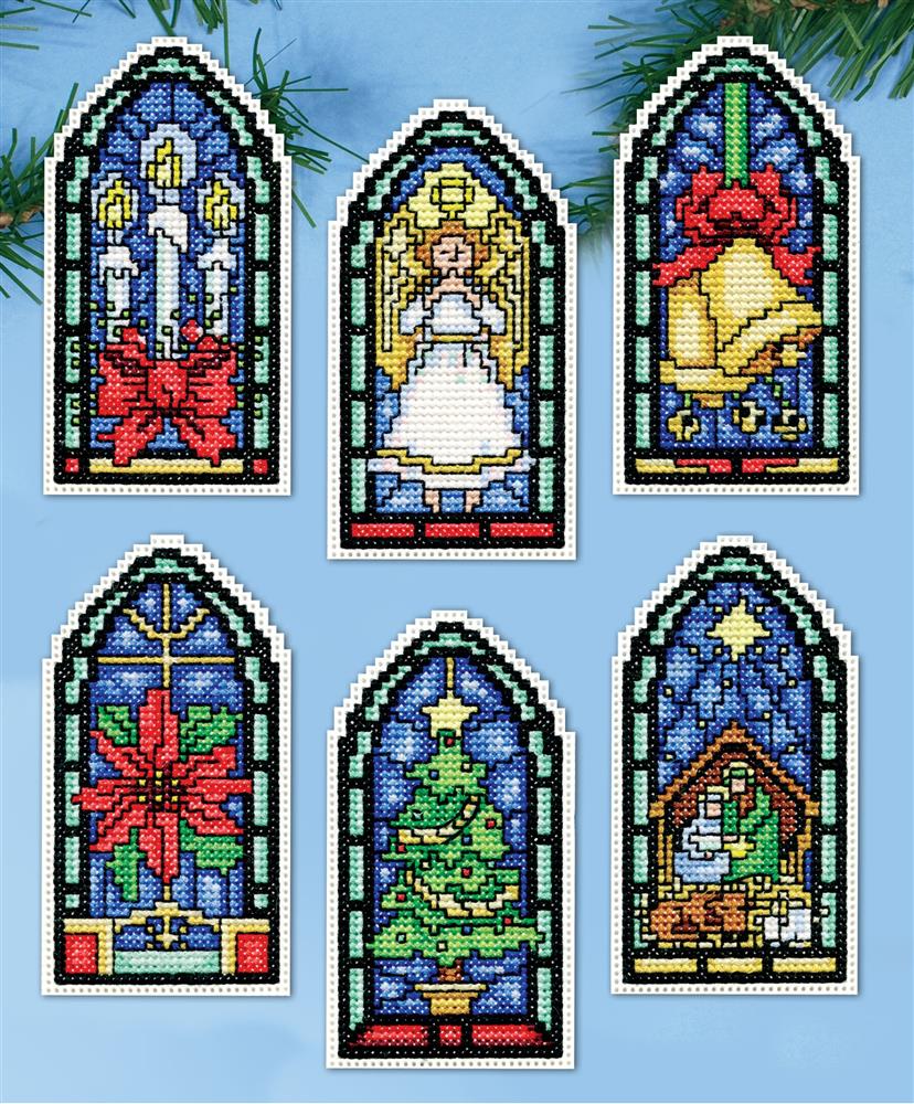 Stained Glass Christmas Ornaments Plastic Canvas Kit