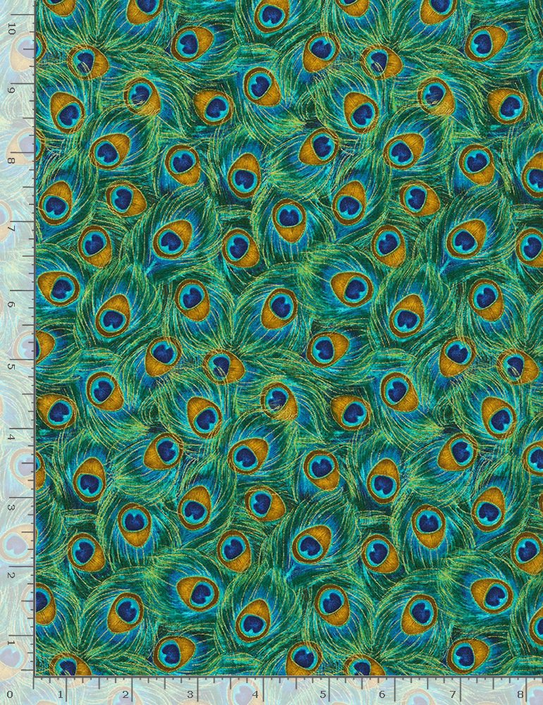 Fat Quarter Peacock Feathers Cotton Quilting Fabric - Image 2