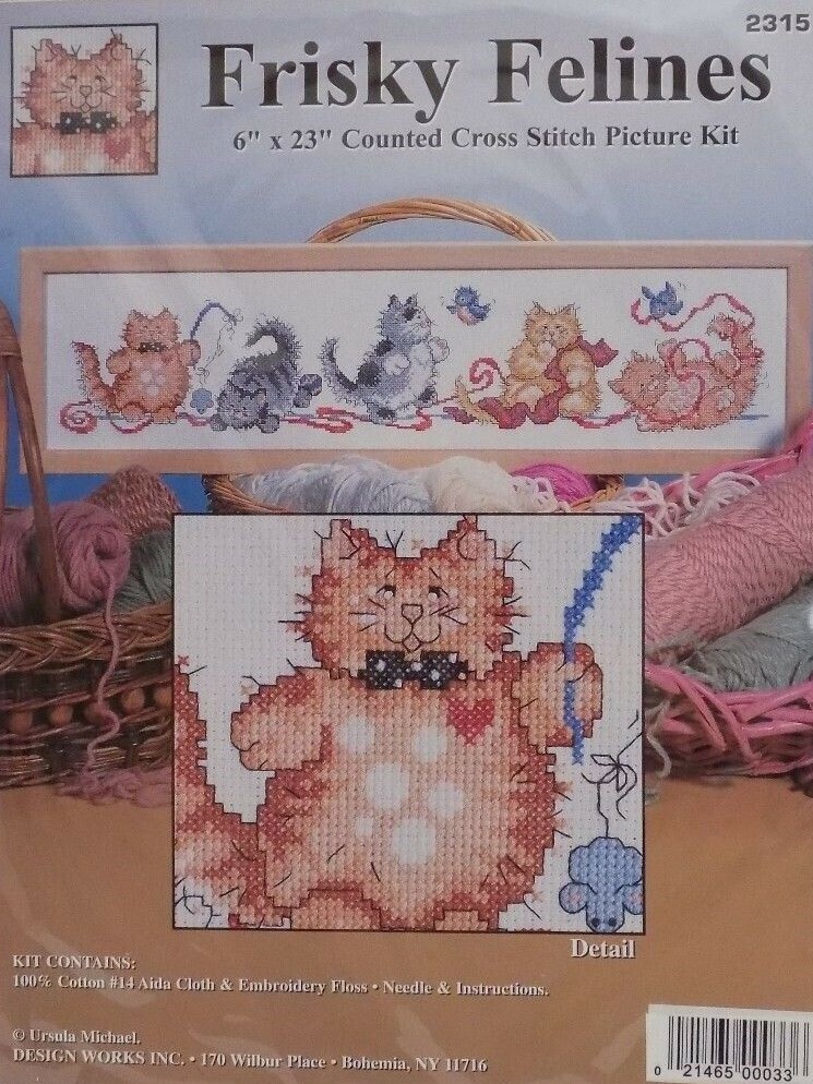 Frisky Felines Row Cross Stitch Kit - Design Works - Whimsical Cats