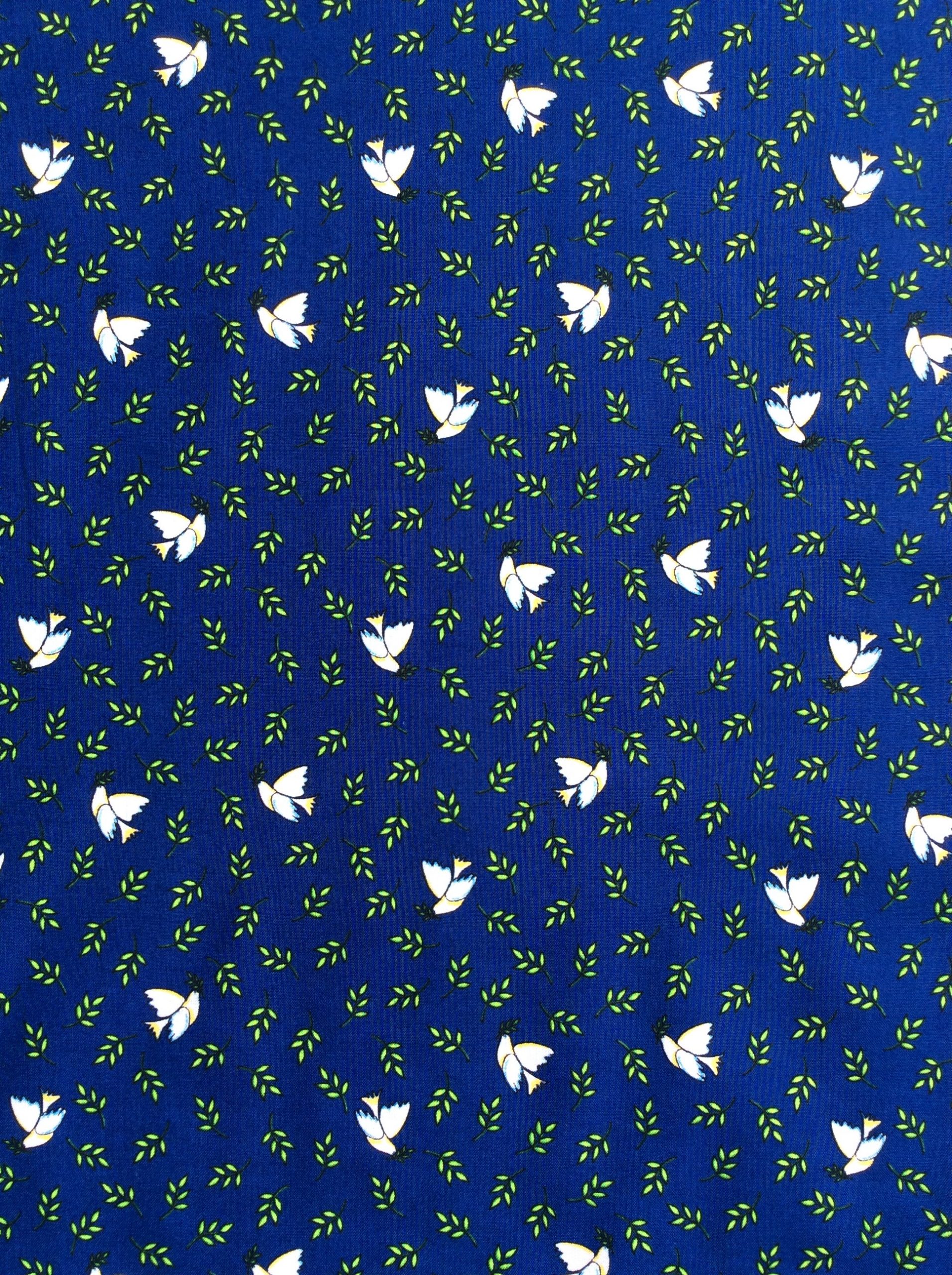 Fat Quarter Doves 2 x 2 on Dark Blue 100% Cotton Quilting Fabric