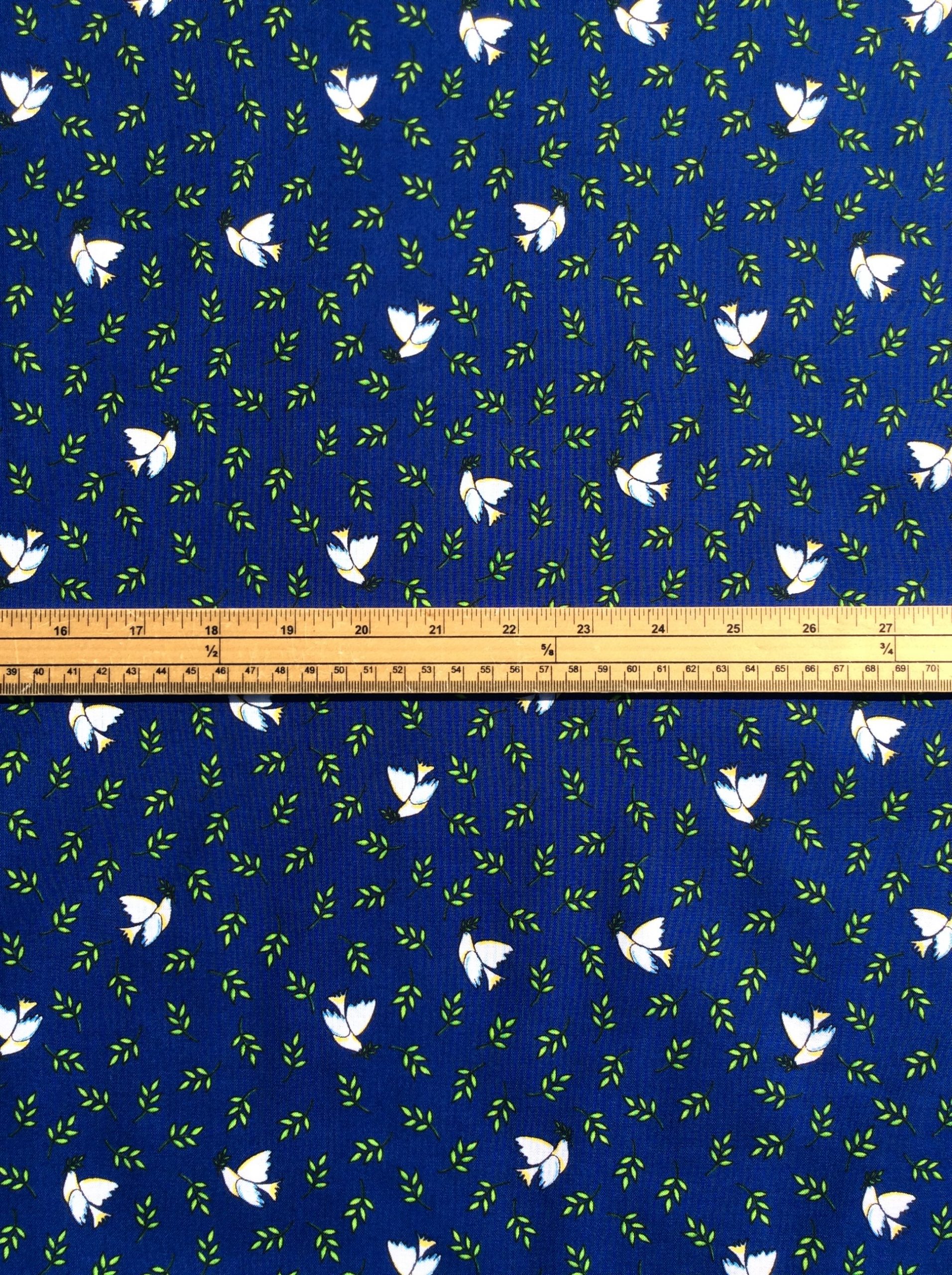 Fat Quarter Doves 2 x 2 on Dark Blue 100% Cotton Quilting Fabric - Image 2