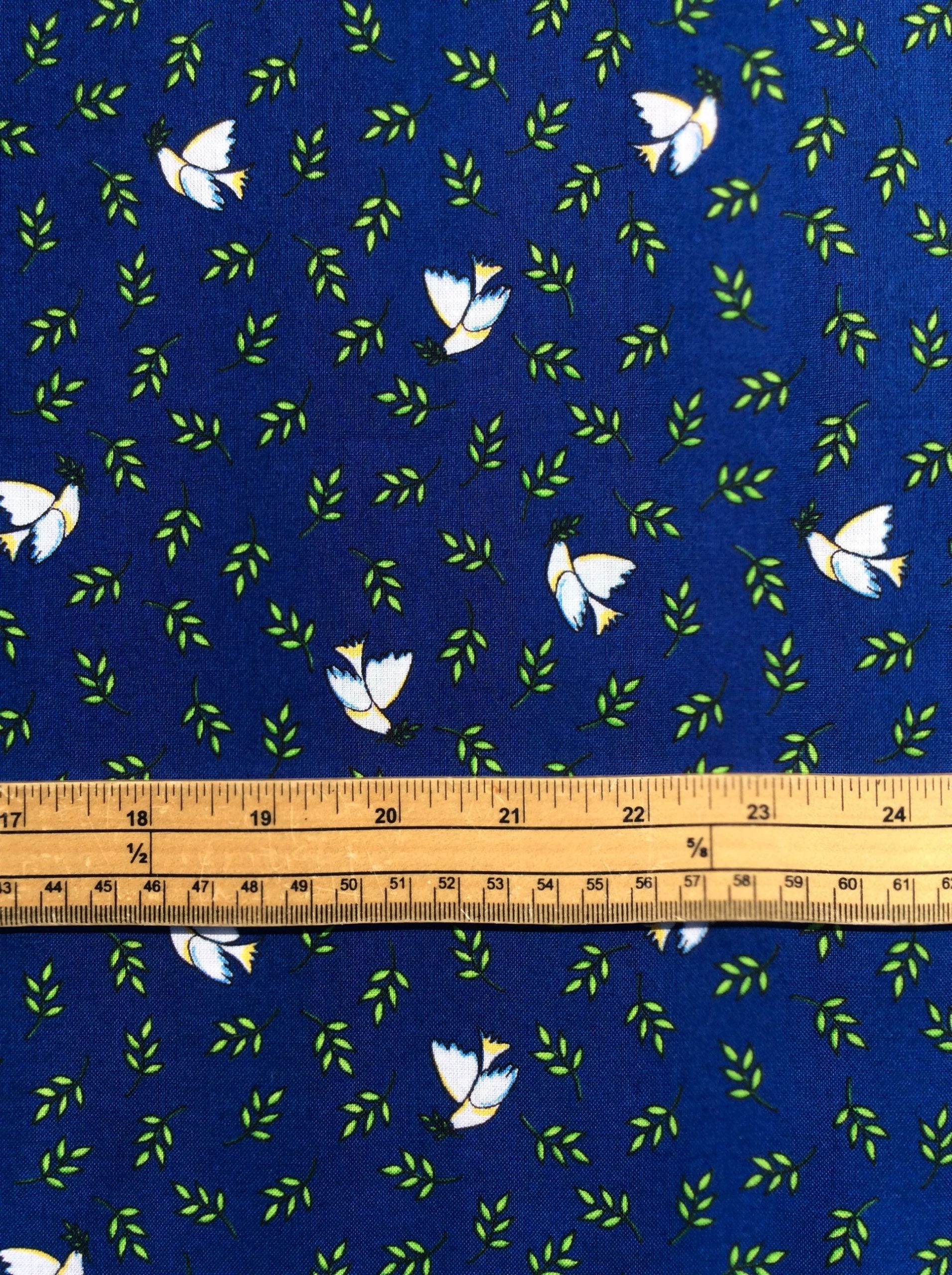 Fat Quarter Doves 2 x 2 on Dark Blue 100% Cotton Quilting Fabric - Image 3