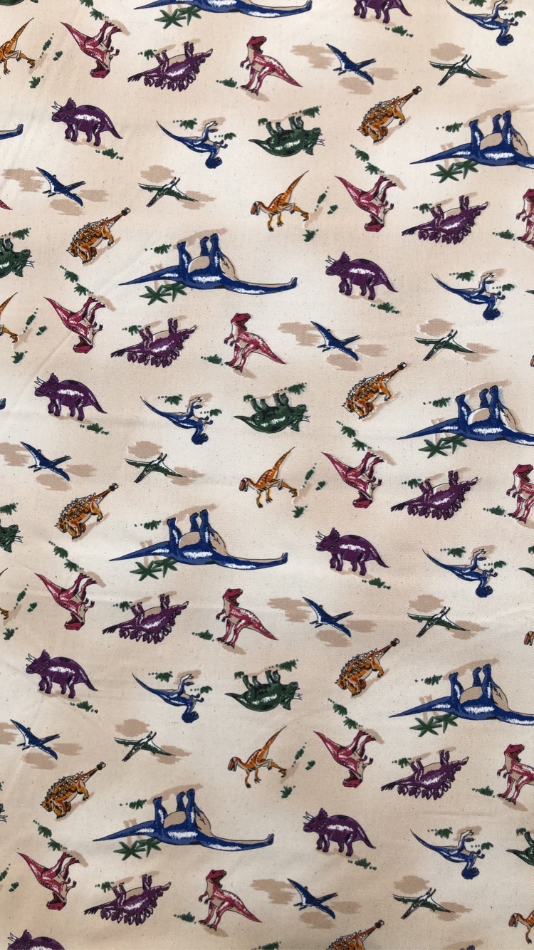 Fat Quarter Dinosaurs on Cream 100% heavy Cotton Fabric