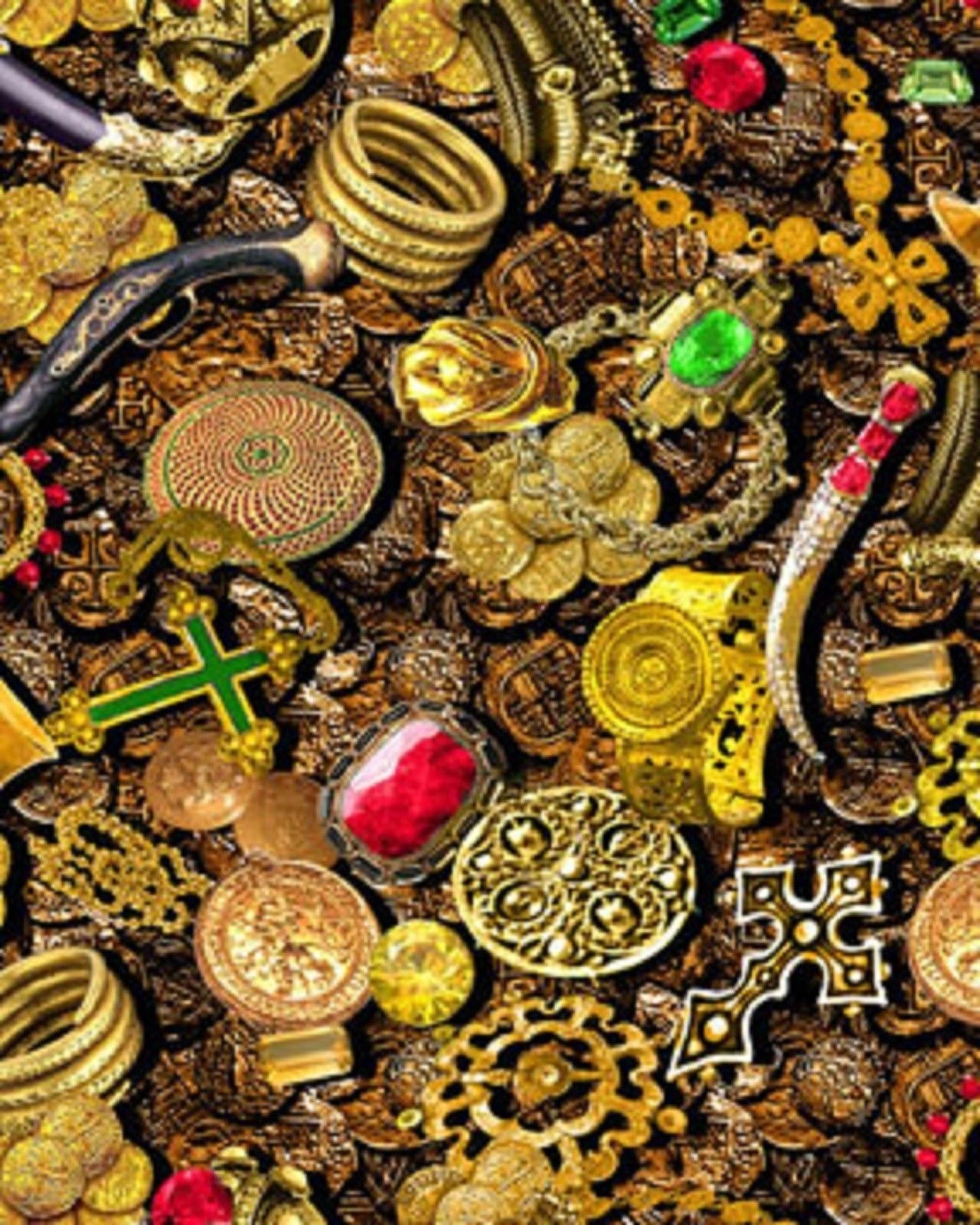 Fat Quarter Buried Treasure Pirates 100% Cotton Quilting Fabric Benartex