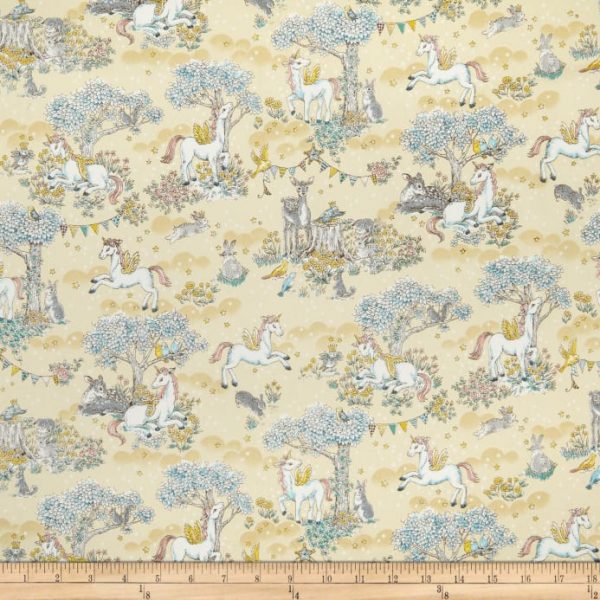 Fat Quarter In The Forest Fantasy Pegasus Unicorn 100% Cotton Quilting Fabric