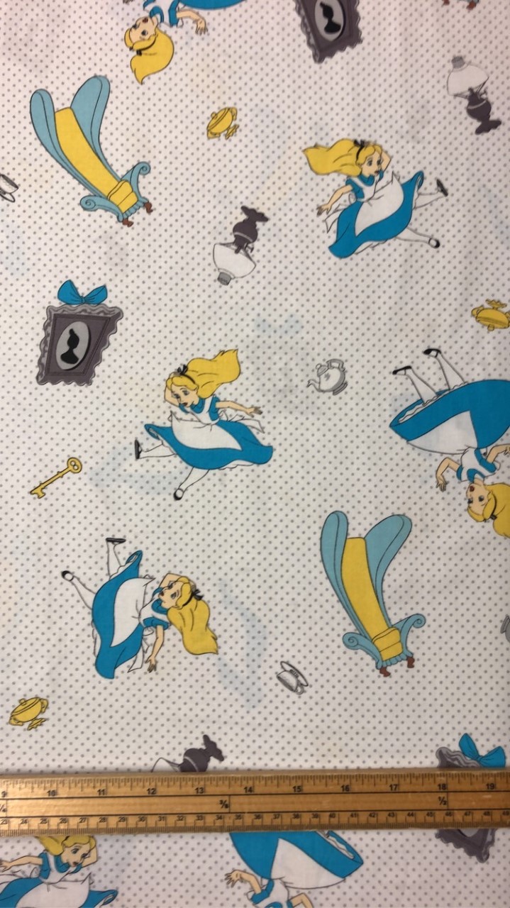 Fat Quarter Alice In Wonderland Dots On White 100% Cotton Quilting Fabric