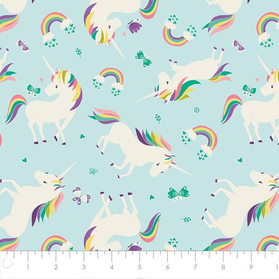 Fat Quarter I Believe In Unicorns ''Unicorns And Butterfly's'' 100% Cotton Fabric