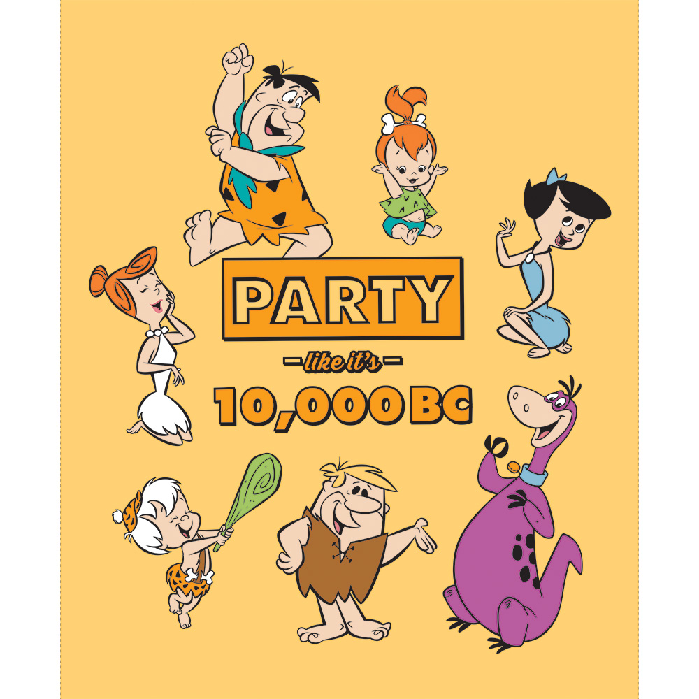 The Flintstones Family Party Panel 100% Cotton Print Fabric