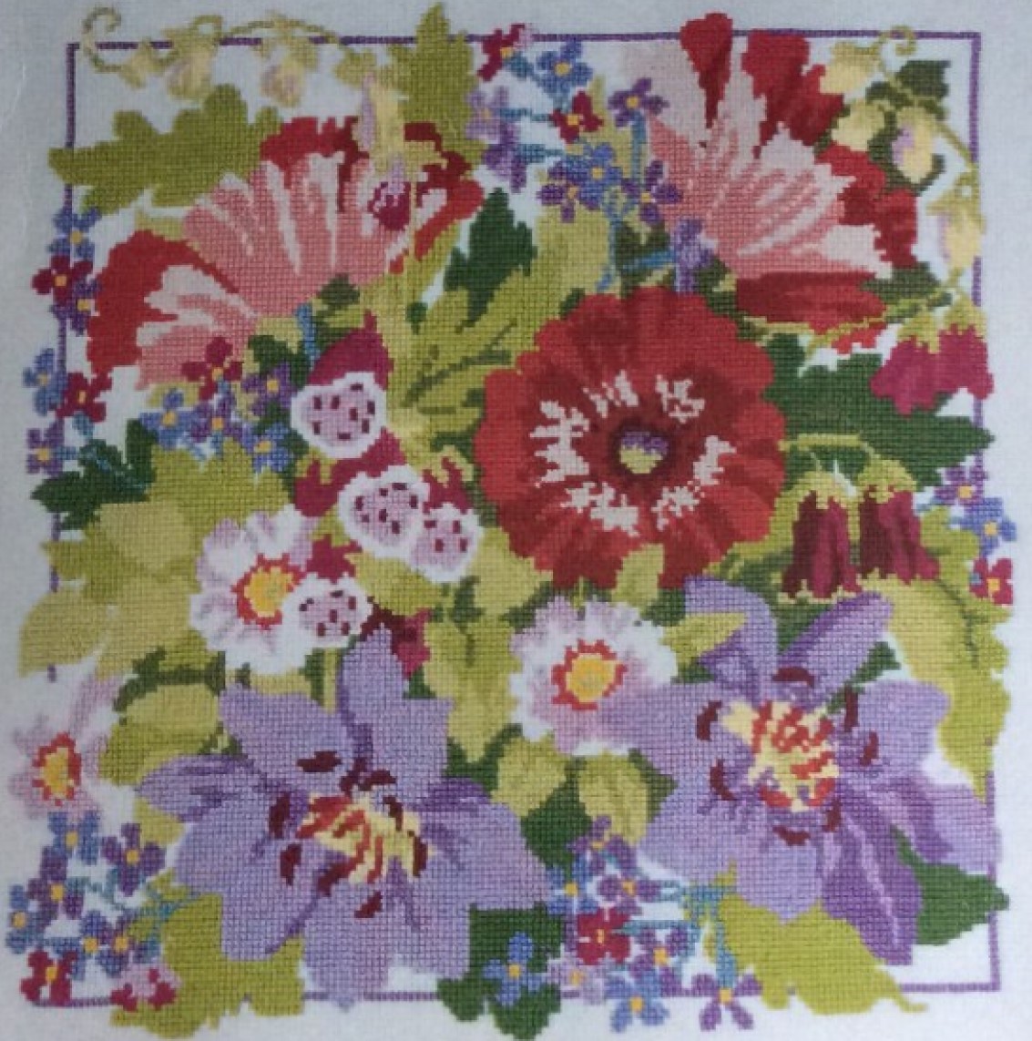 Floral Cushion Front Cross Stitch Kit DMC - K3785 - 38 x 38cm -15 x 15" - Image 2
